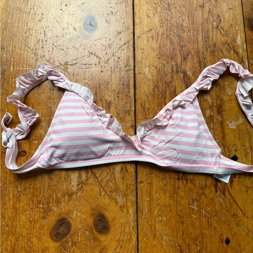 J. Crew Pink and Cream Bikini Top